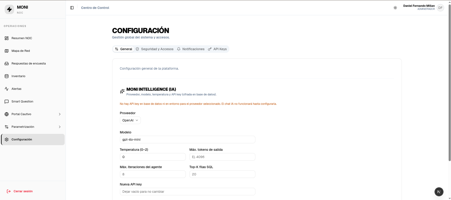 Configuración — General (LLM)