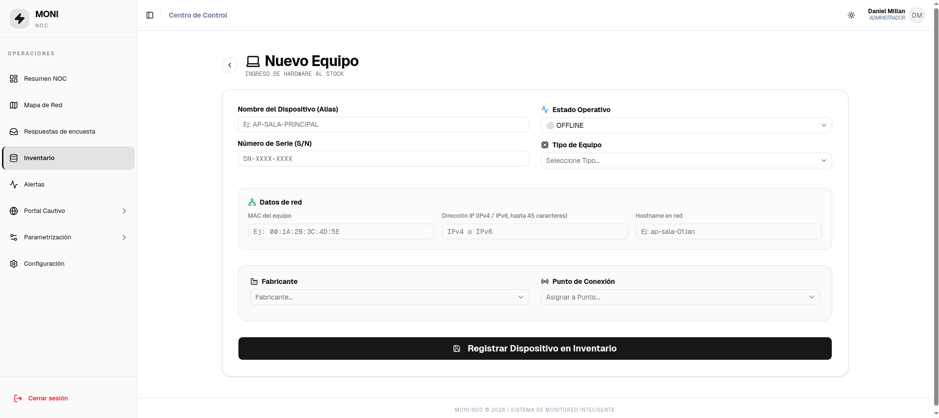 Inventario — alta