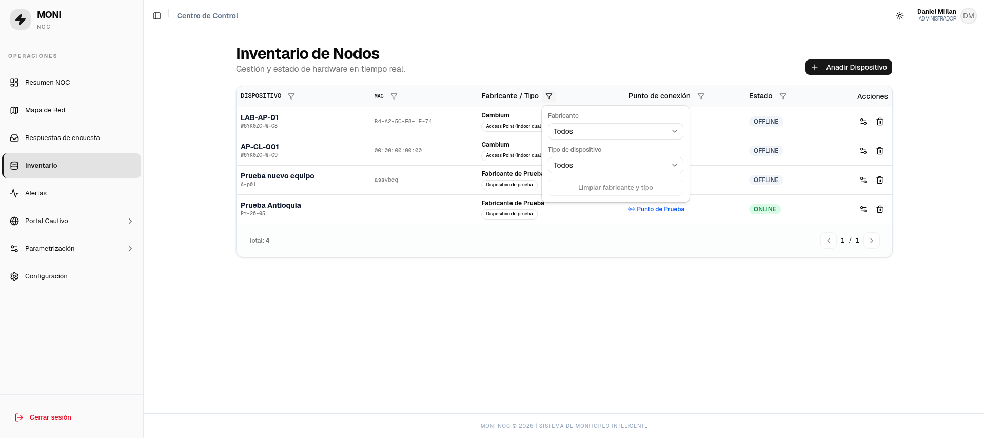 Inventario — filtros