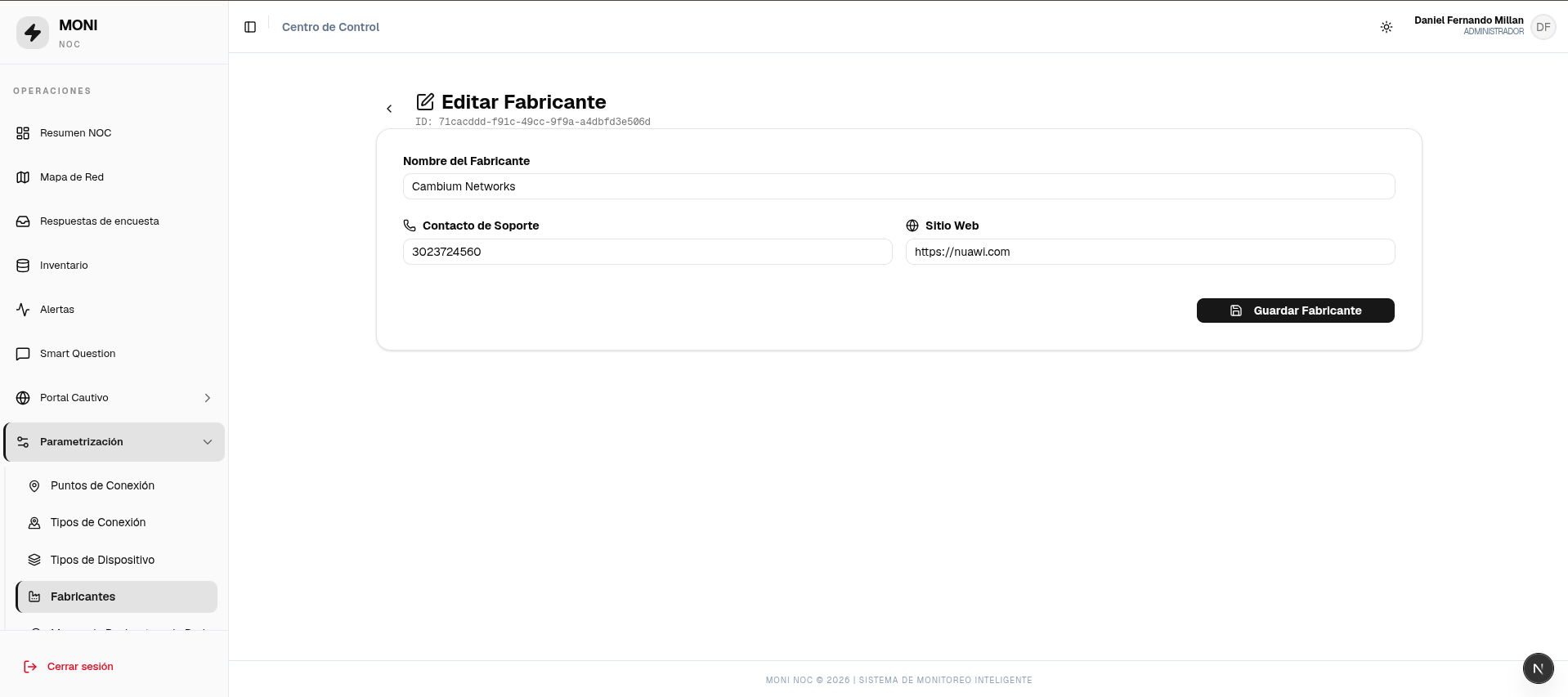 Fabricantes — formulario