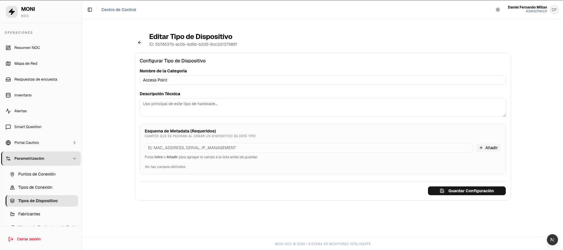 Tipos de dispositivo — formulario