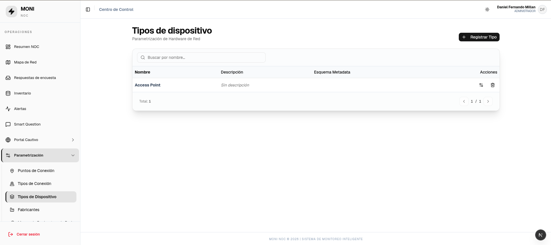 Tipos de dispositivo — listado