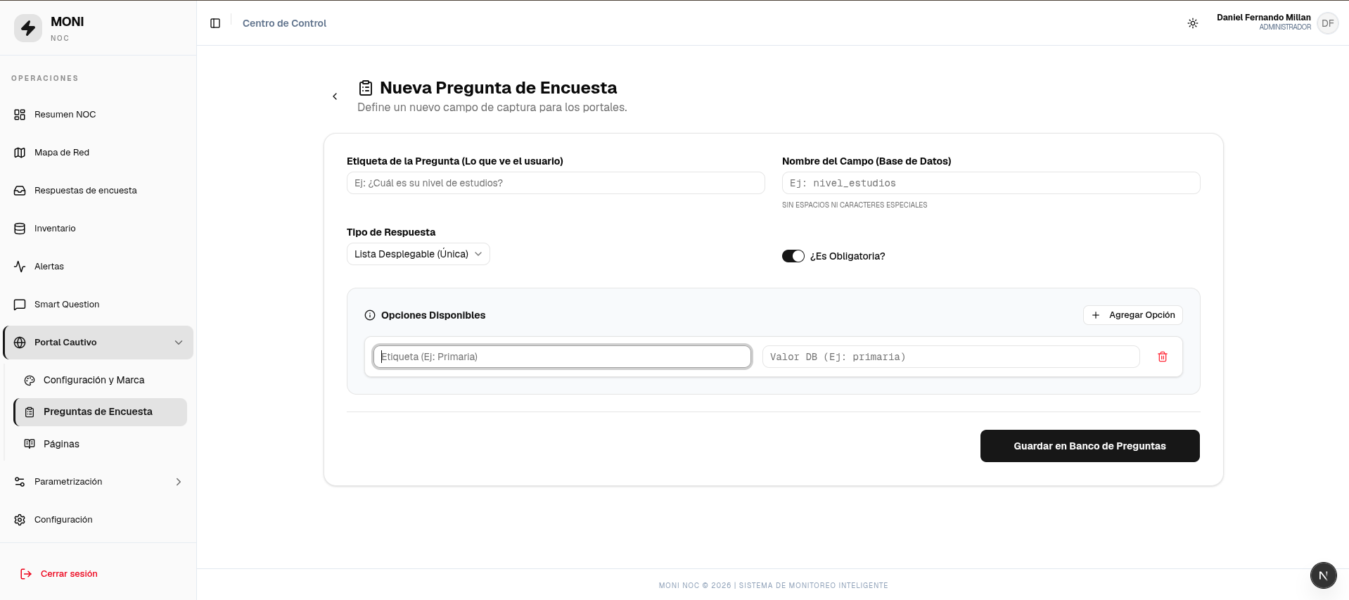 Preguntas de encuesta — tipos de campo