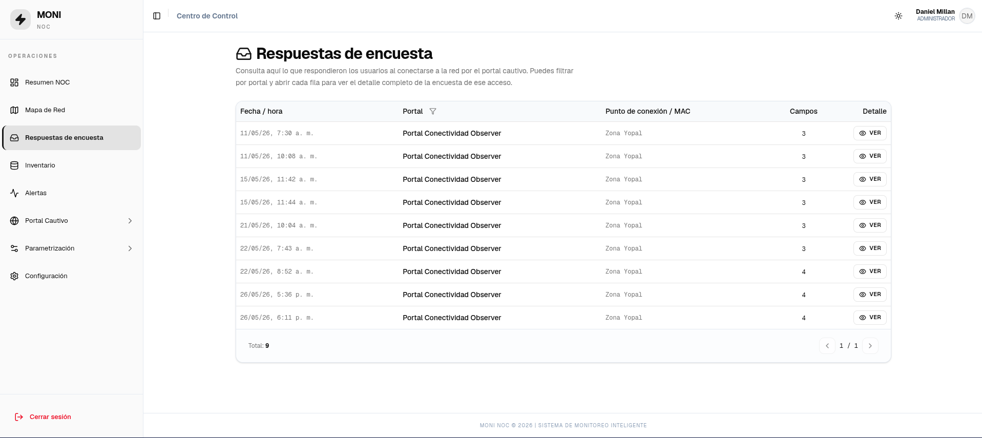Respuestas de encuesta — listado